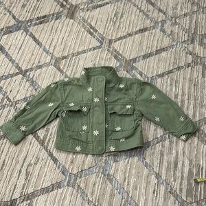 Baby gap • army green daisy embroidered jacket